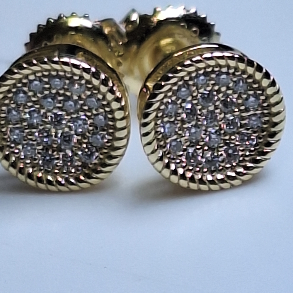 14k Gold Over 925 Sterling Silver Moissqnite Stud Earrings *New*